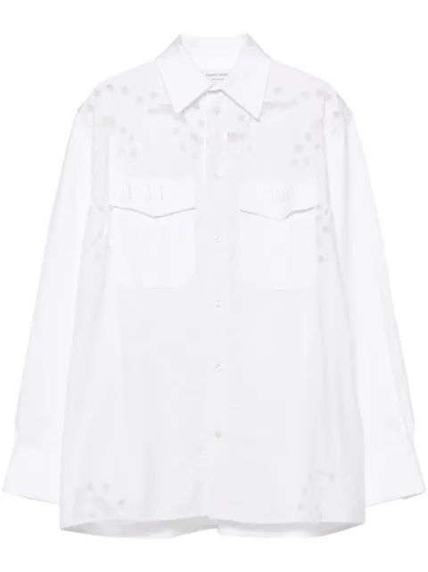 Marine Serre logo-embroidered shirt White USI022AUWOV0045