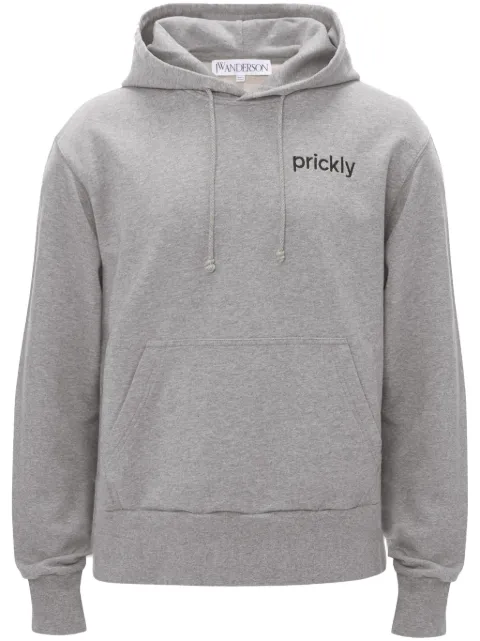 JW Anderson Prickly slogan-print hoodie Grey JW0210PG1668905