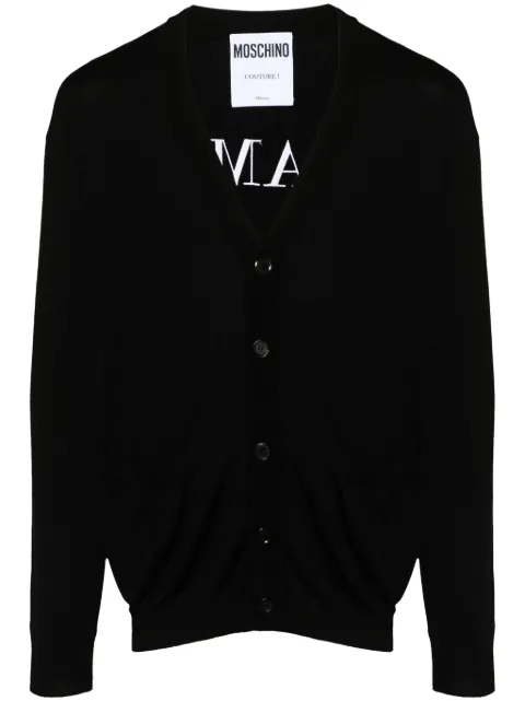 Moschino slogan-embroidered cardigan Black J09135200