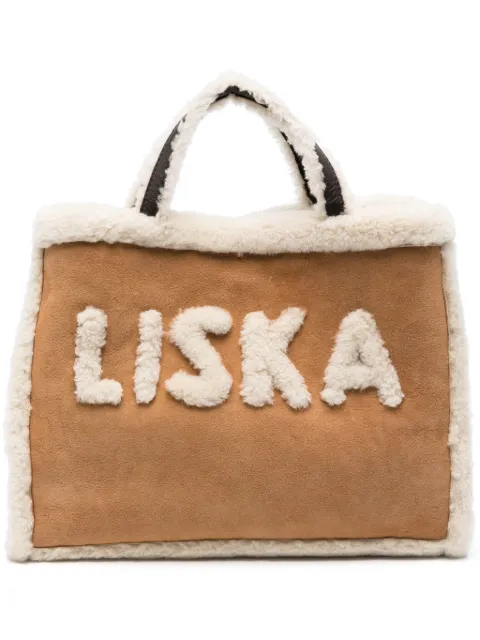 Liska logo-lettering tote bag Brown BORSA