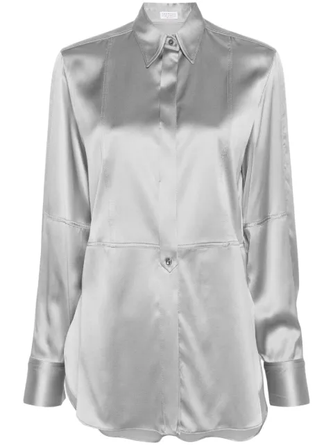 Brunello Cucinelli long-sleeve satin shirt Grey M0C59NR506C078