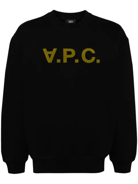 A.P.C. devoré effect logo-print round neck sweatshirt Black COHBPM27922