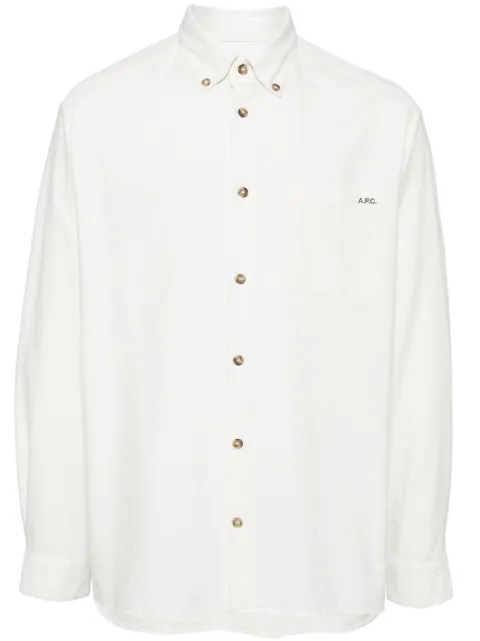 A.P.C. logo-embroidered organic cotton shirt White COHAHH12599