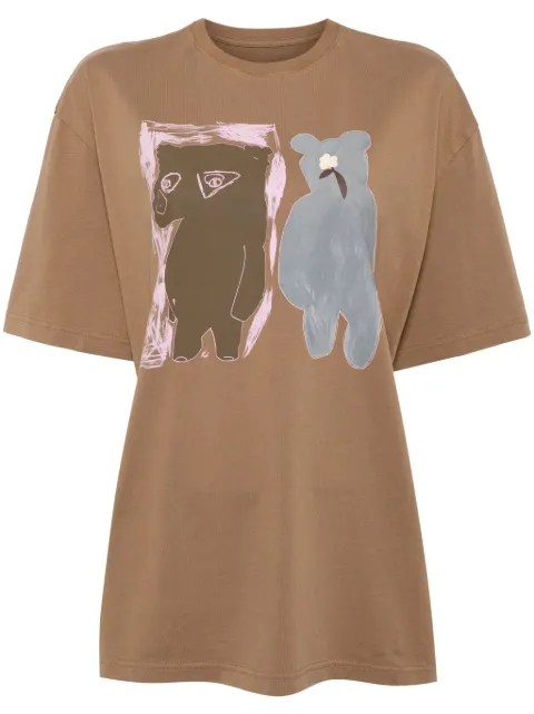 JNBY bear printed short sleeved t-shirt Brown 5O7113430