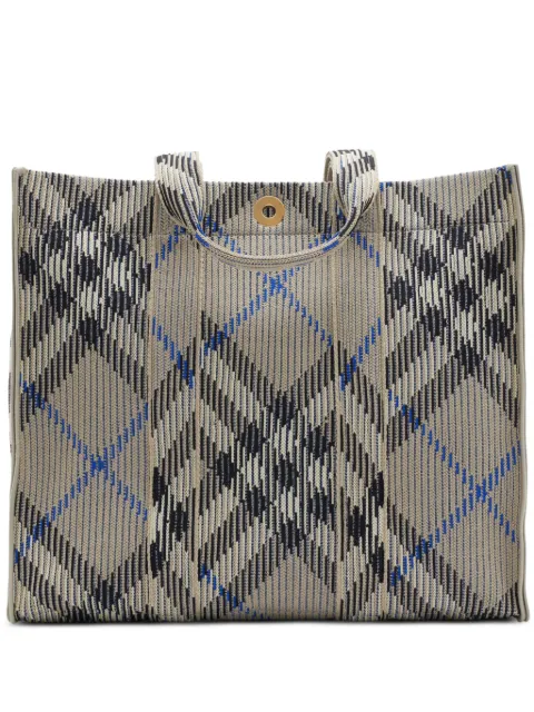 Burberry medium check knitted tote bag Neutrals 8090405