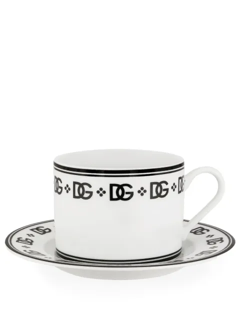 Dolce & Gabbana DG logo teacup and saucer (set of two) White TC0S11TCALH