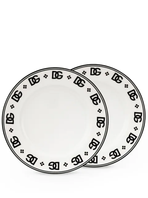 Dolce & Gabbana DG logo porcelain plate (set of two) White TC0S02TCALH