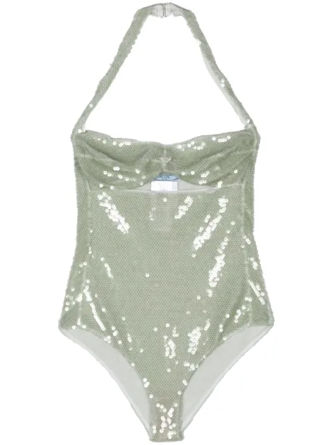 Prada sequined tulle bodysuit Green 70235RSOOO14XX