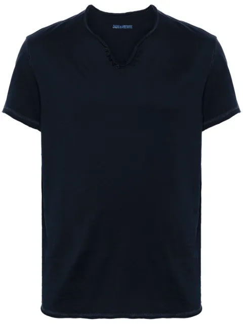 Zadig&Voltaire Henley-neck cotton T-shirt Blue JMTN01631