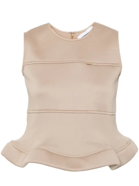 Melitta Baumeister peplum hem sleeveless top Brown MBJOYCECAPTOP1