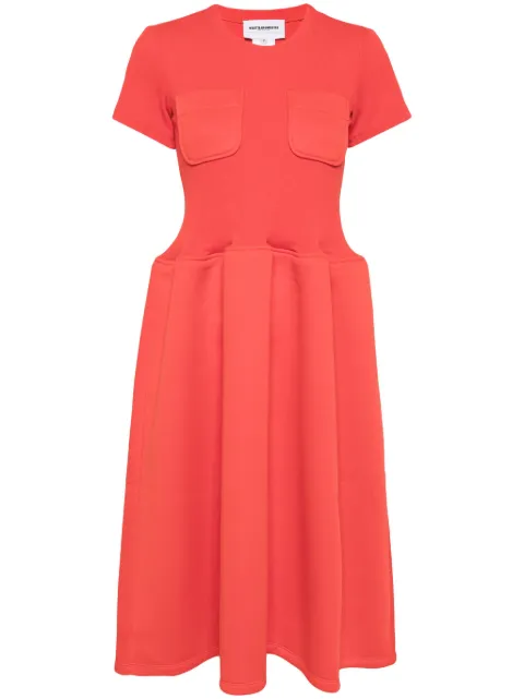 Melitta Baumeister short-sleeve flared midi dress Red MBJOYCECAPDRESS01