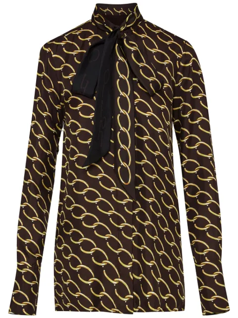 Oscar de la Renta Oscar chain-link silk twill blouse Brown 24FN7012OCSCFG