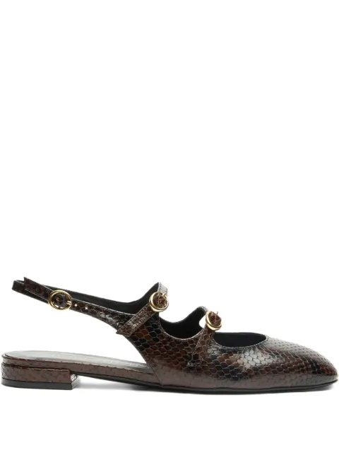 Stuart Weitzman snakeskin slingback flat pumps Brown SI613MIY