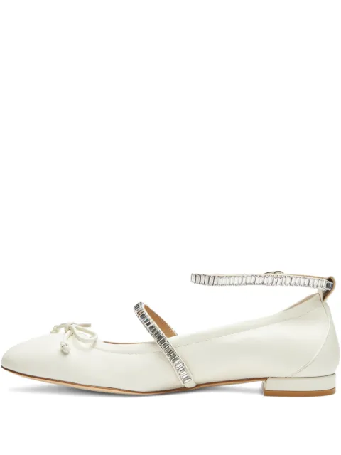 Stuart Weitzman crystal-embellished bow flats Neutrals SI443LCR