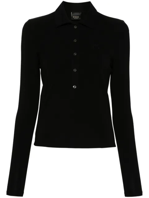 PINKO Love Birds embroidery polo top Black 104166A1DE