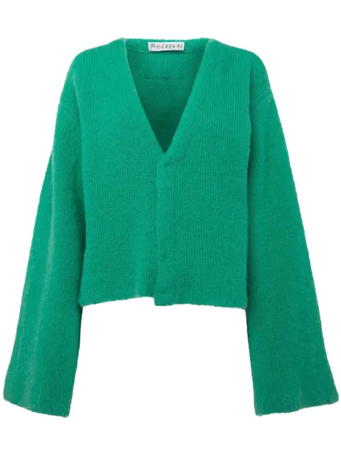 JW Anderson logo-appliqué V-neck cardigan Green KW1286YN0314539