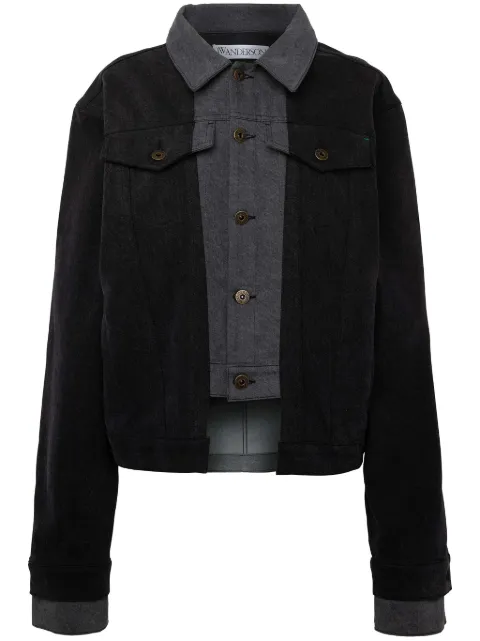 JW Anderson logo-appliqué layered denim jacket Grey DJ0034PG1657938