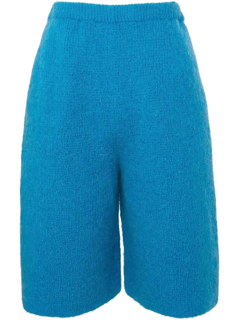 JW Anderson logo-appliqué knit bermuda shorts Blue KW1287YN0314825