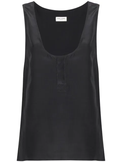Saint Laurent Henley-neck silk tank top Grey 789945Y7I224280