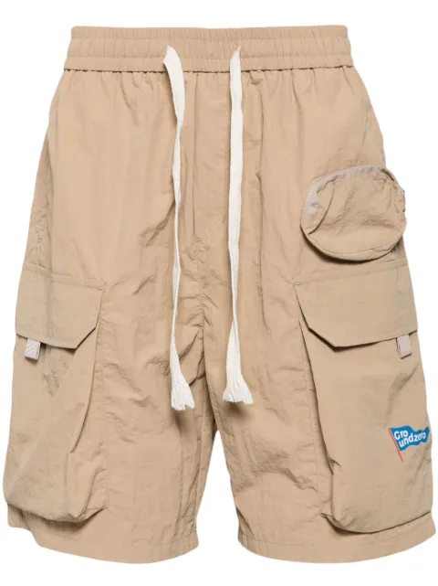 Ground Zero flag logo printed cargo short Neutrals GZOSPH0000240BGX