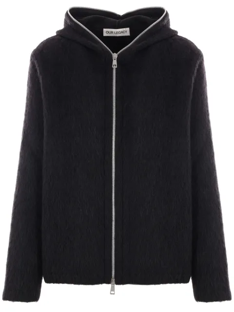 OUR LEGACY brushed zip-up hoodie Black M4243FBH