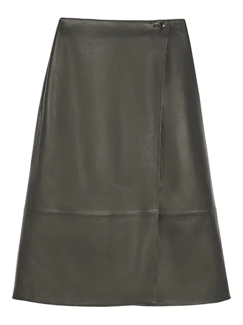 Yves Salomon leather midi skirt Grey 25WYJ20877APXX