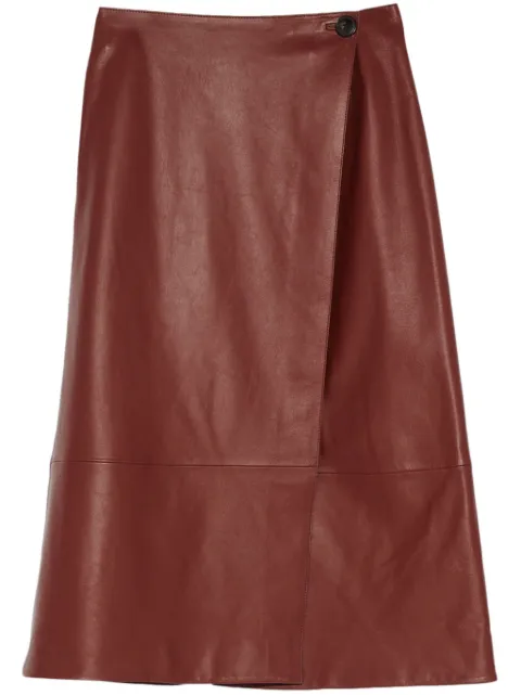 Yves Salomon leather wrap skirt Brown 25WYJ20877APXX