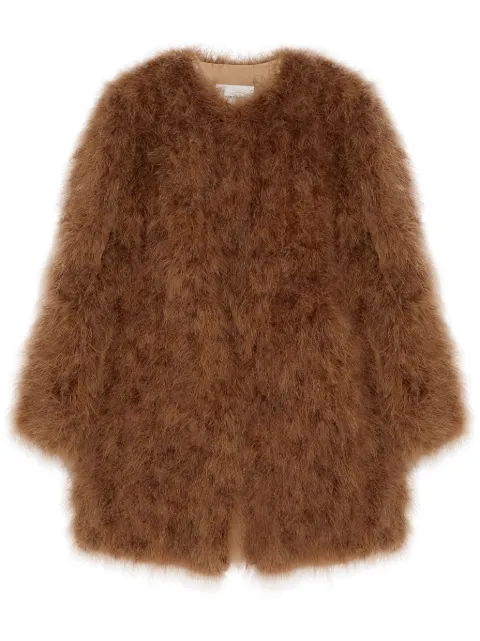 Yves Salomon feather-detailing coat Brown 24EYM31185PLUX