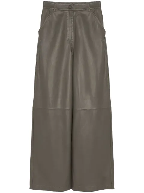 Yves Salomon leather wide-leg trousers Grey 25WYP202XXAPXX