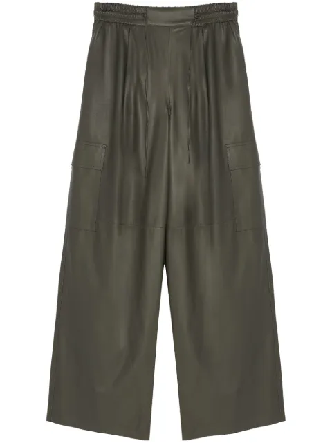 Yves Salomon wide-leg leather cargo trousers Green 24WYP201XXAPAR