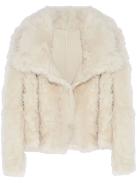 Yves Salomon cropped leather jacket White 7WYV62155TOSX