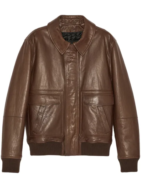 Yves Salomon aviator leather jacket Brown 25WHV20465APVA