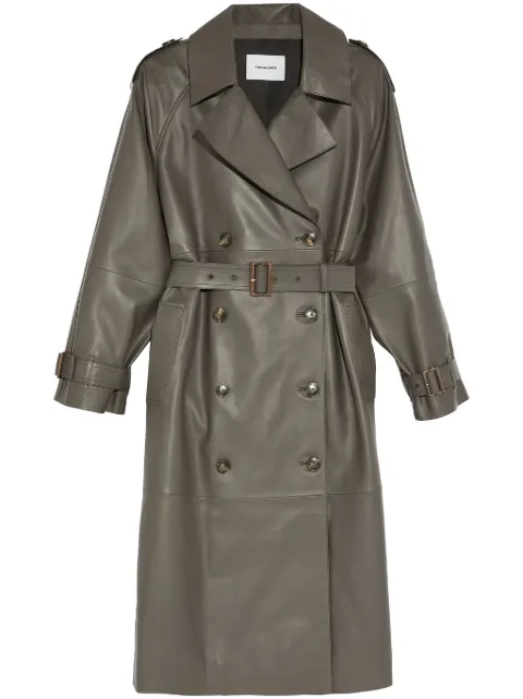 Yves Salomon belted leather trench coat Grey 24EYM21712APXX