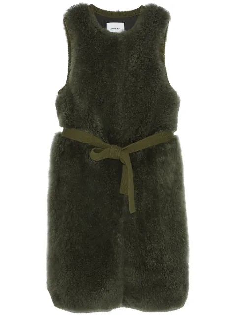 Yves Salomon belted shearling gilet Green 25WYG51105MAAG
