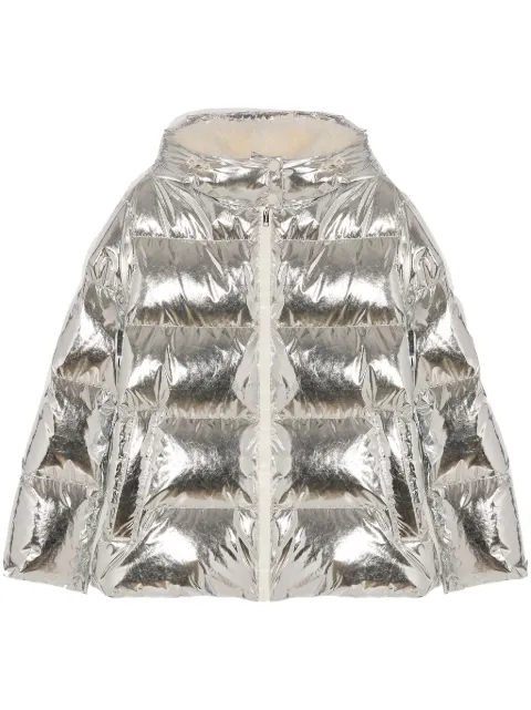 Yves Salomon metallic-finish coat Silver 25WFV07268K02W
