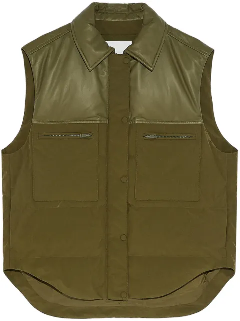 Yves Salomon leather-panels down gilet Green 25WFG06074K10G