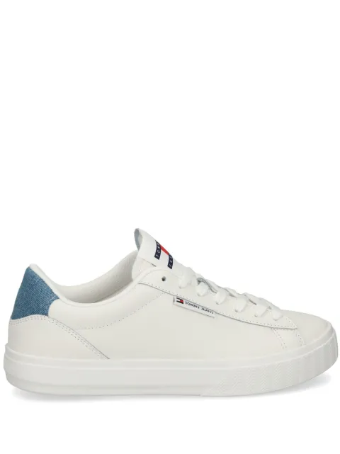 Tommy Jeans denim-trimmed leather sneakers White EN0EN02652
