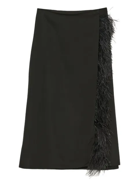 Yves Salomon feather-trimmed satin skirt Black 25WYJ02077SMPL