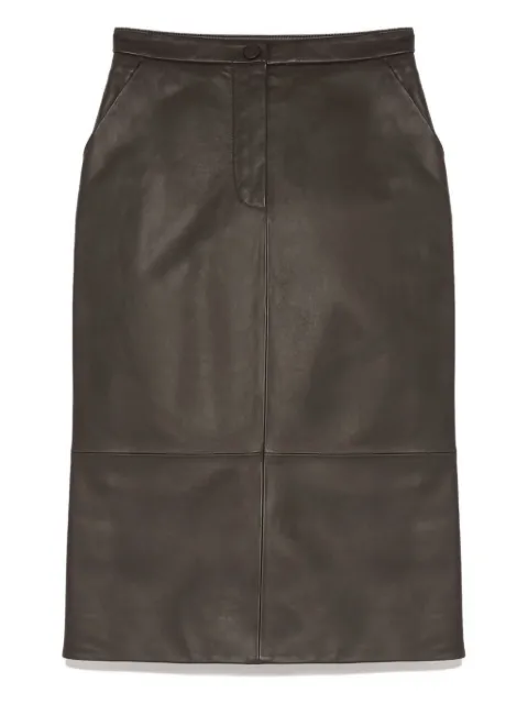 Yves Salomon leather midi skirt Brown 25WYJ23173APXX