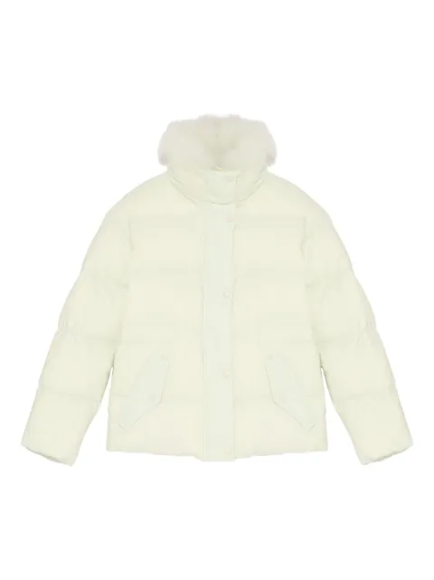 Yves Salomon leather-trim puffer jacket Green 25WFV02565M07W