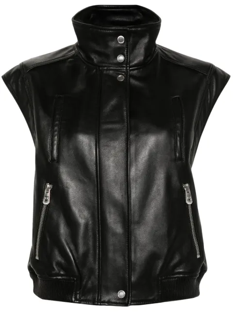 PINKO leather biker gilet Black 103898A21L