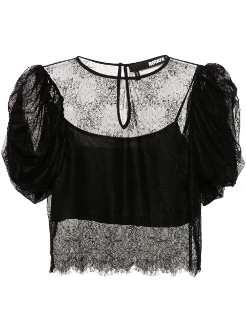 ROTATE BIRGER CHRISTENSEN puff-sleeves lace blouse Black 112727100