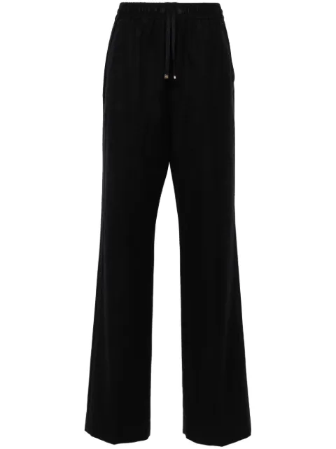 Moncler logo-appliqué felted straight trousers Black 2A00006597SR