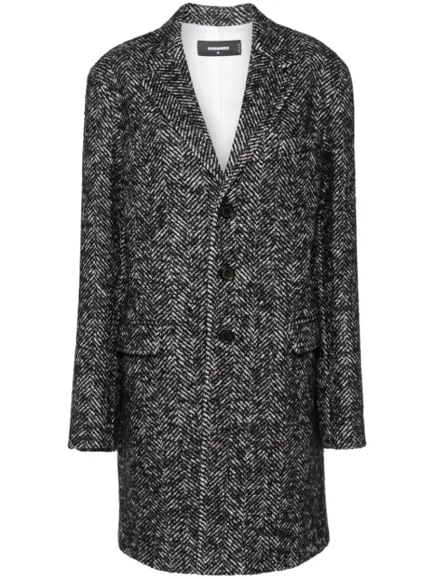 DSQUARED2 herringbone wool blend coat Black S75AA0415S78292