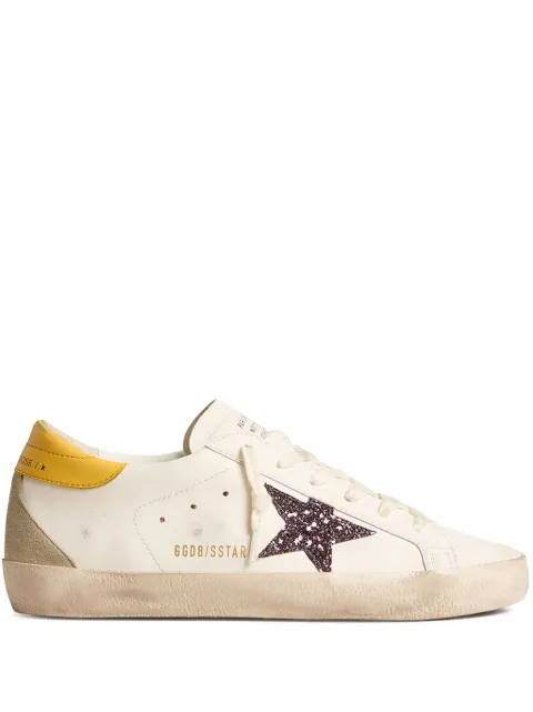 Golden Goose bio-based Super-Star trainers with red glitter star and leather heels tab Neutrals GWF00102F005851