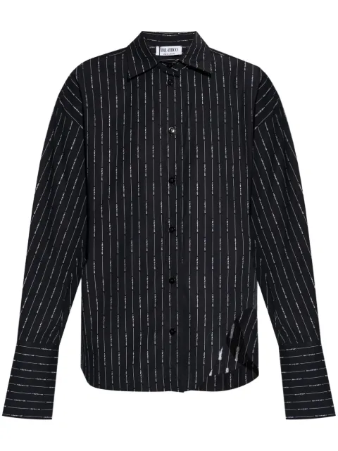 The Attico logo-print cotton shirt Blue 248WCH14C078