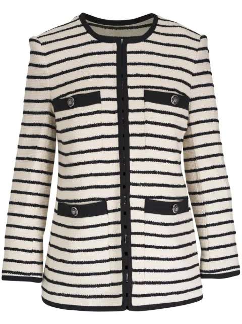 Veronica Beard striped collarless blazer White 2406TW7410717W0044