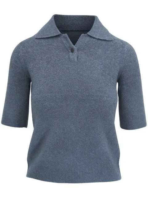 Vince bouclé polo shirt Blue V046579596480LST