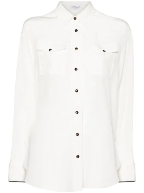 Brunello Cucinelli chest-pockets silk shirt Neutrals MB993MJ986C600