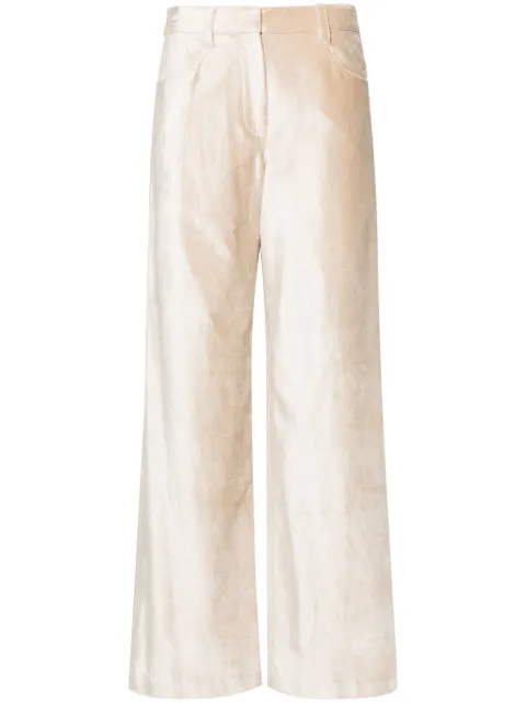 Brunello Cucinelli wide-leg velvet trousers Neutrals MP581P8716C4087